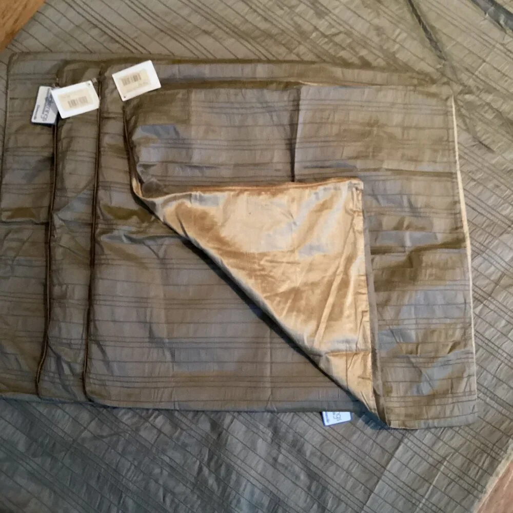 NWT THOMASVILLE AWAKENINGS KATE TAUPE SHANTUNG REVERSIBLE KING DUVET 4 EU SHAMS